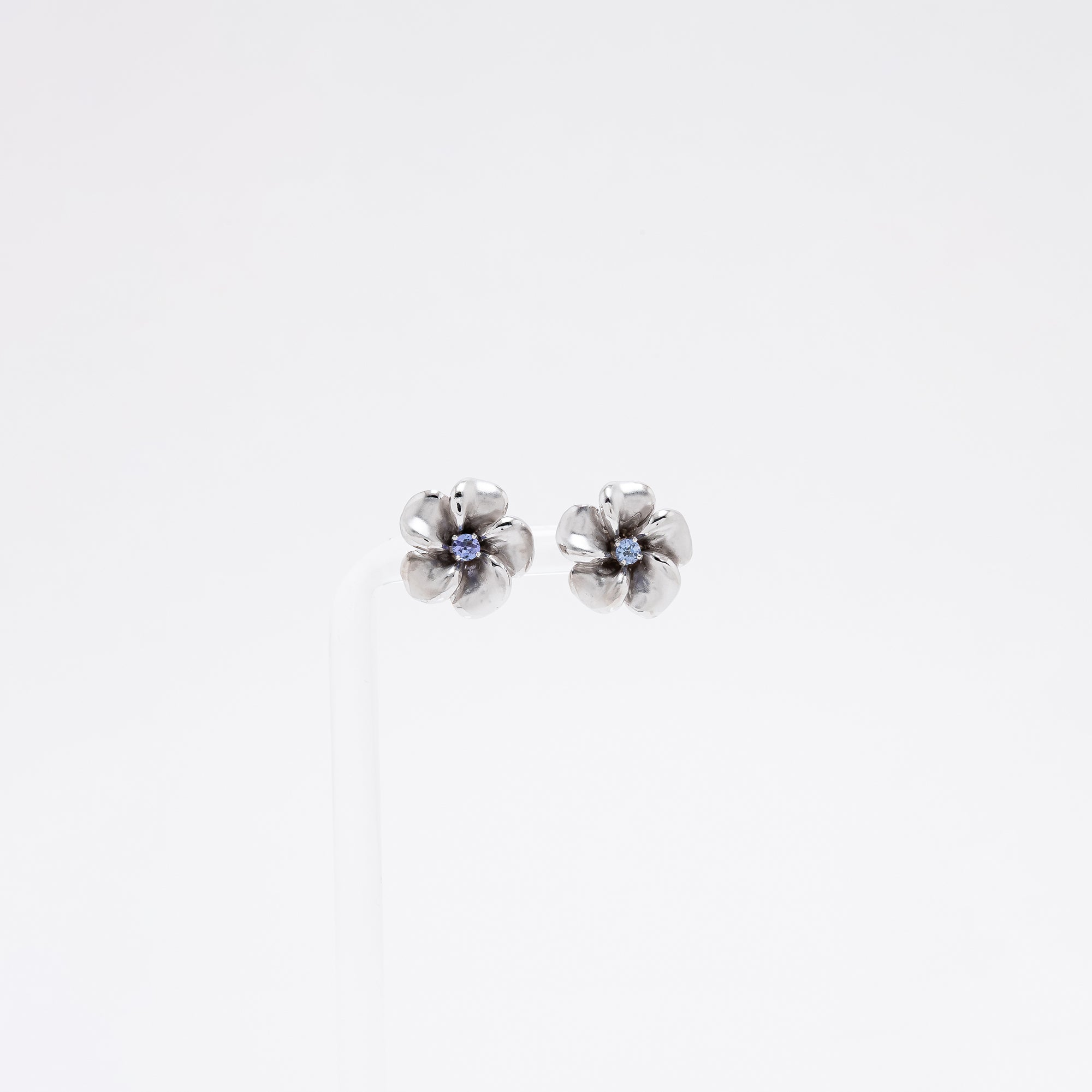 Tanzanite Plumeria Earrings