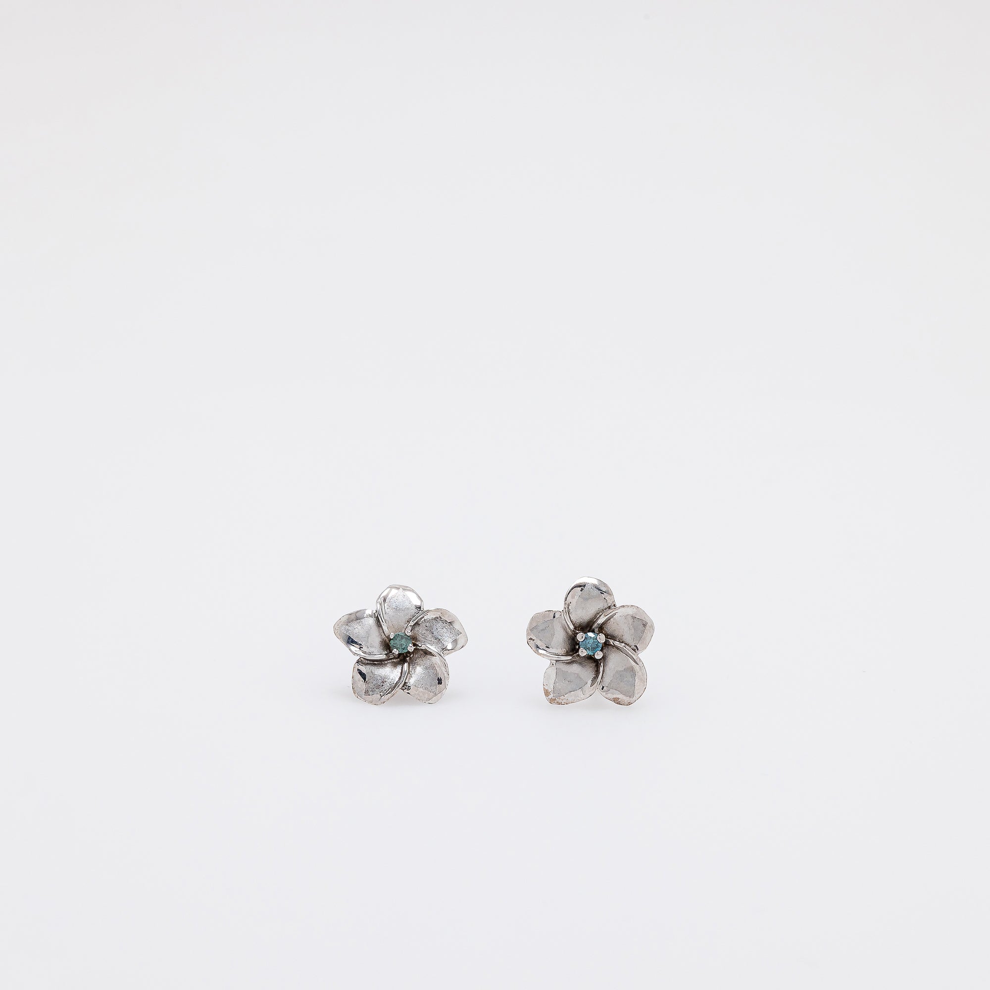 Blue Diamond Plumeria Studs
