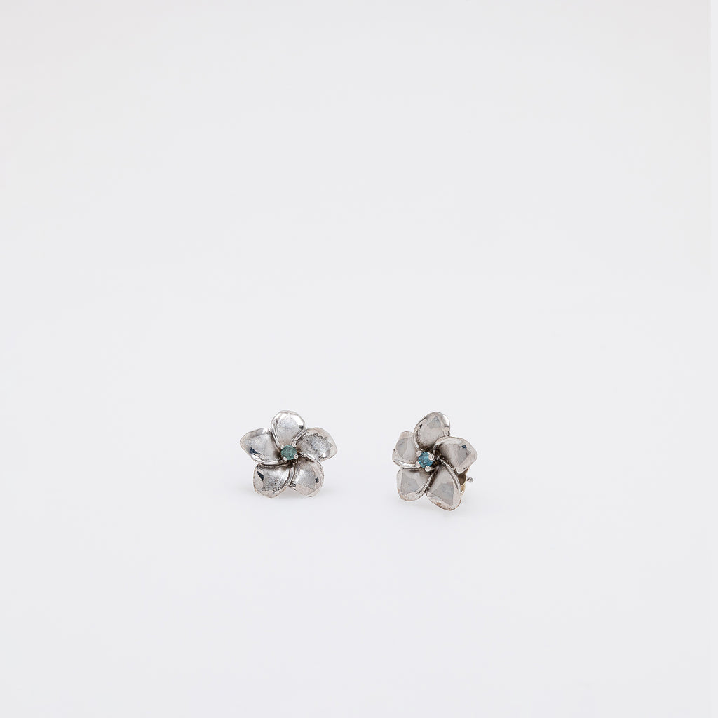 Blue Diamond Plumeria Studs