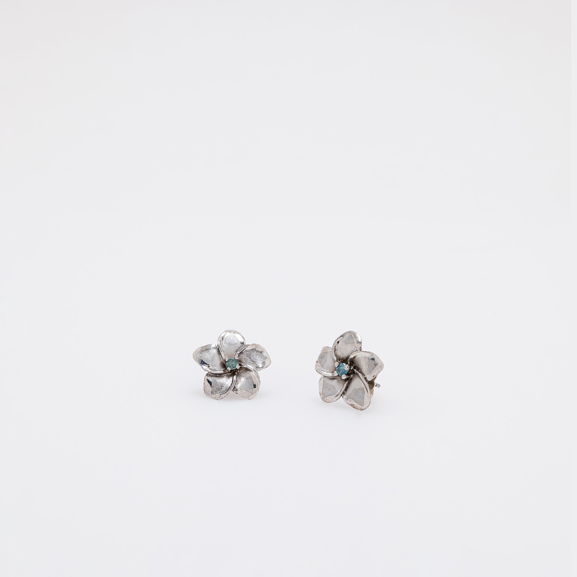 Blue Diamond Plumeria Studs