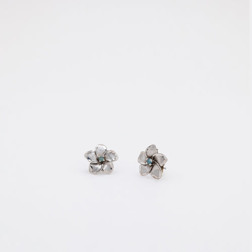 Blue Diamond Plumeria Studs