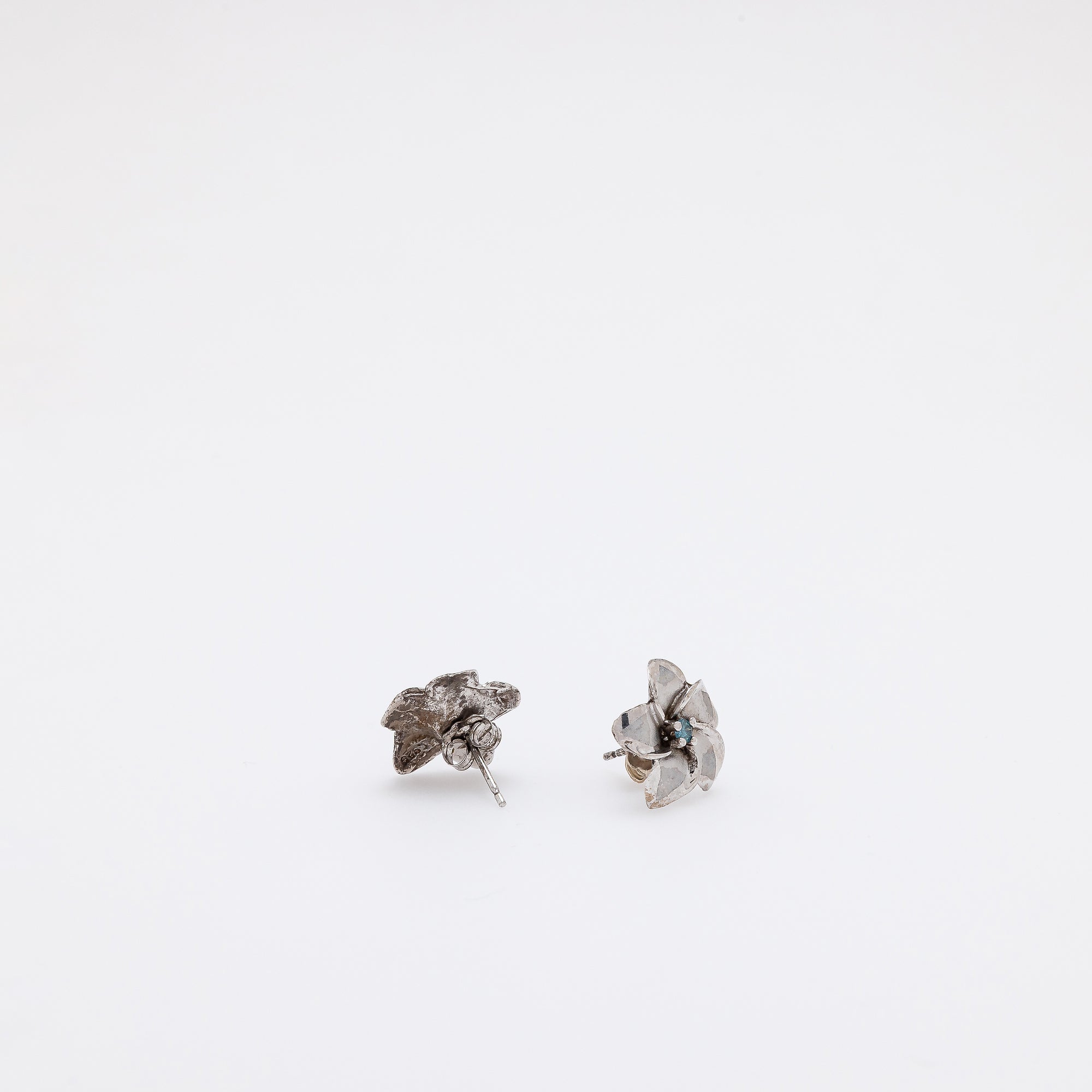 Blue Diamond Plumeria Studs
