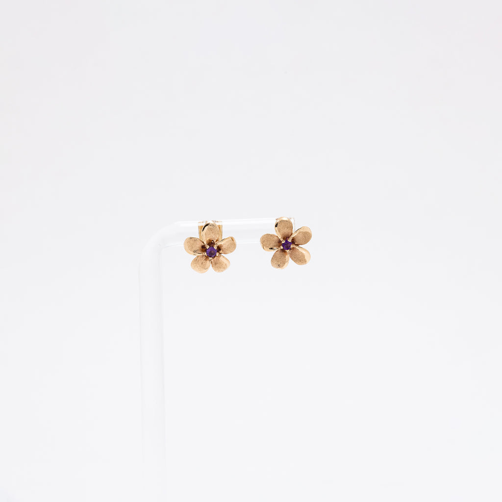 Amethyst Plumeria Studs - Small Size