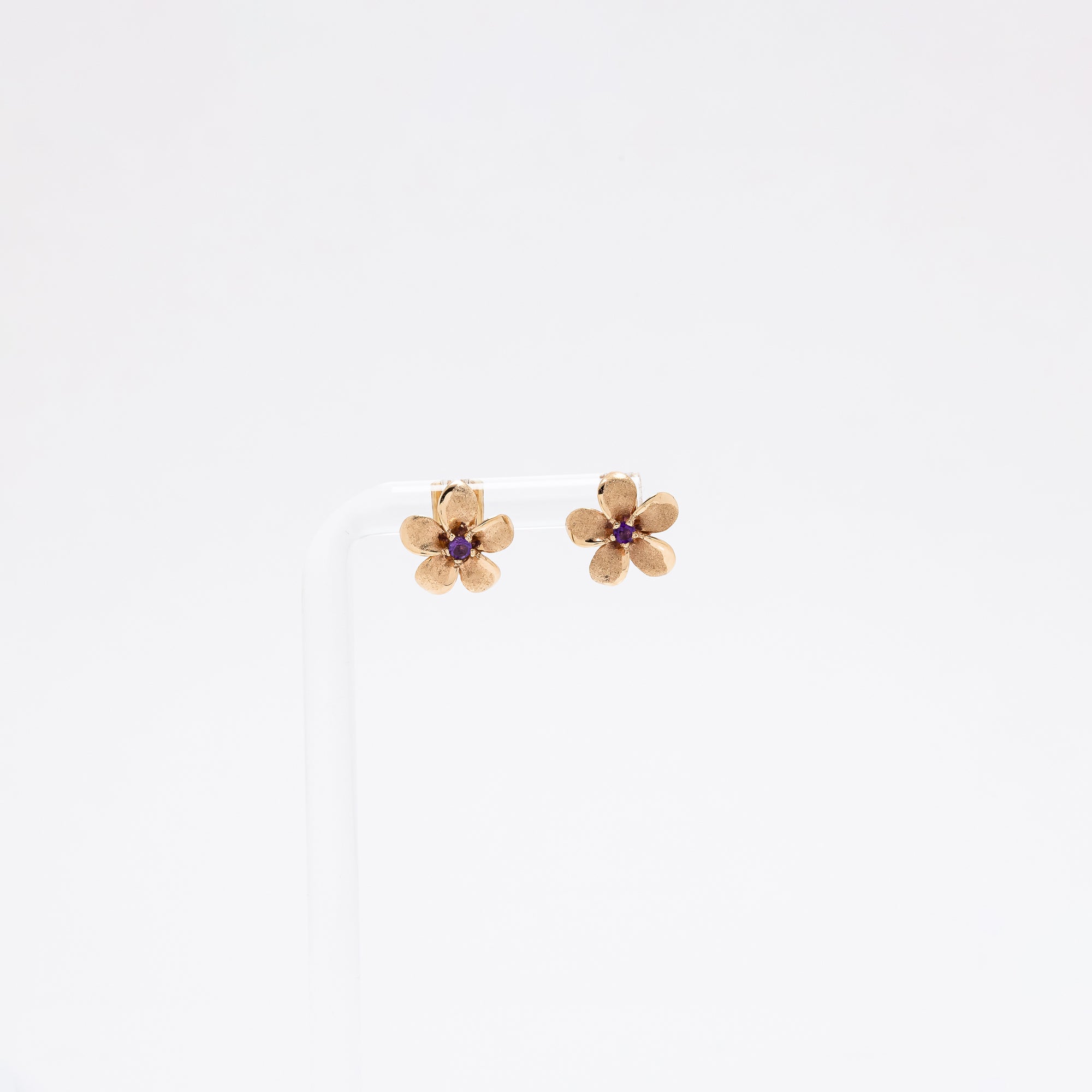 Amethyst Plumeria Studs - Small Size