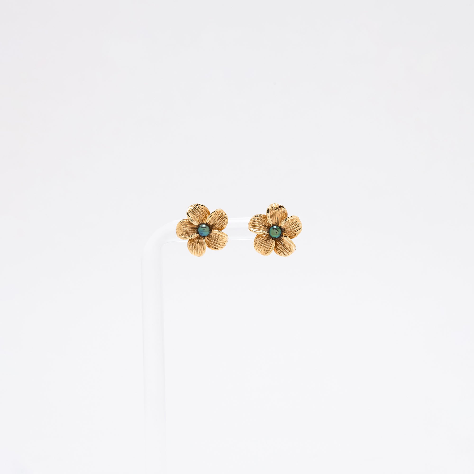 Tahitian Pearl Plumeria Studs