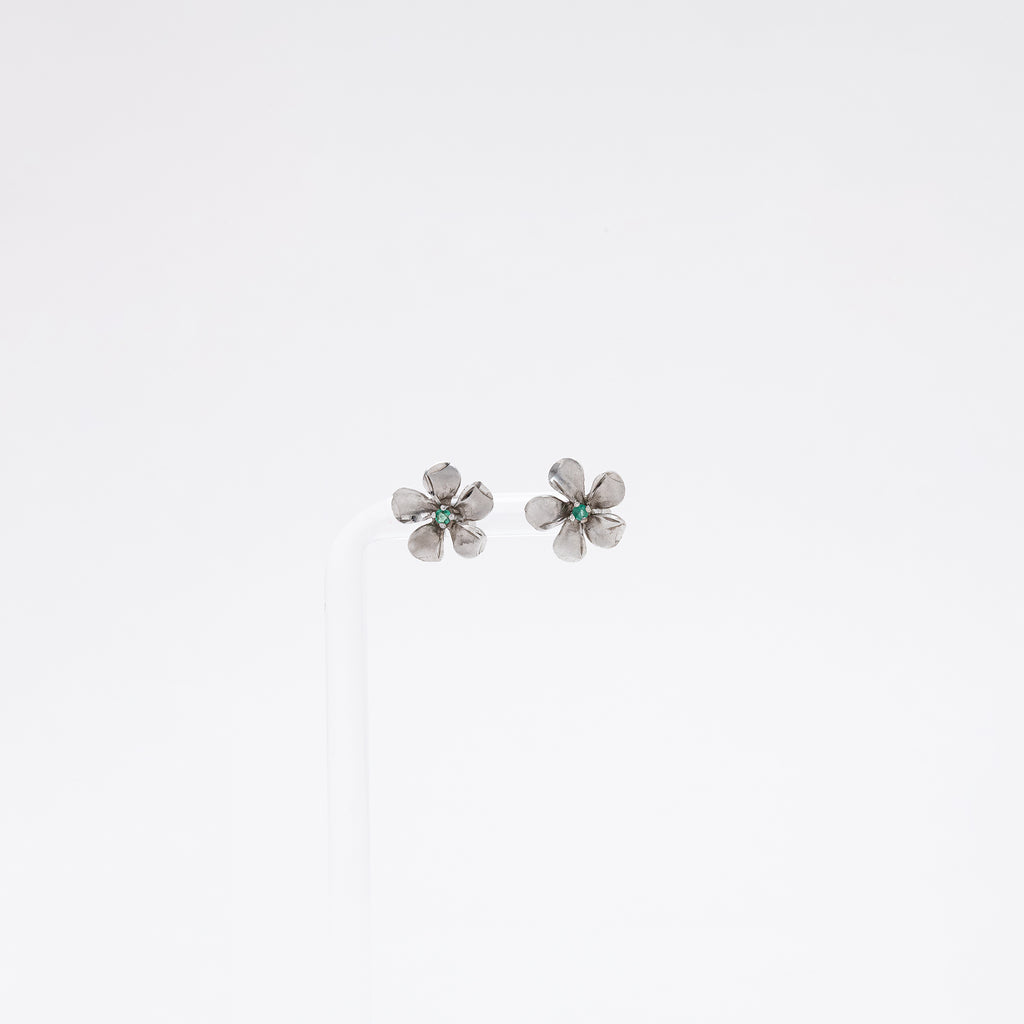 Emerald Plumeria Studs