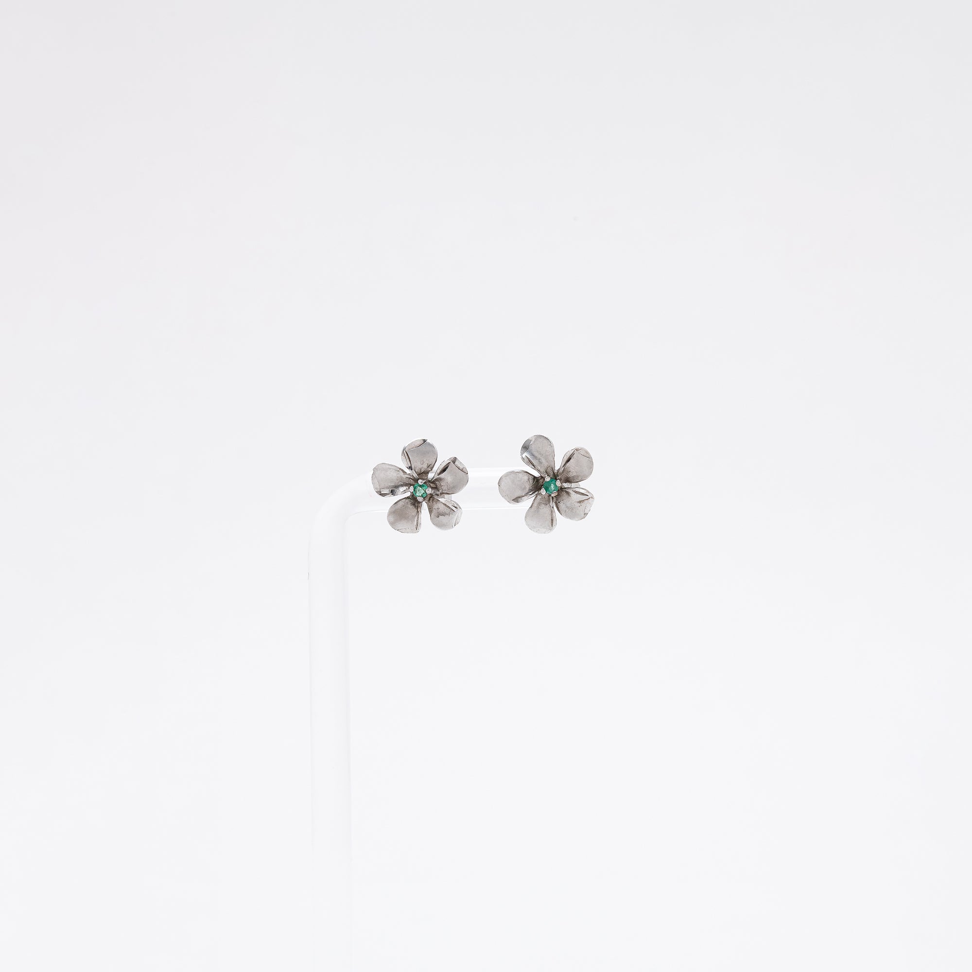 Emerald Plumeria Studs