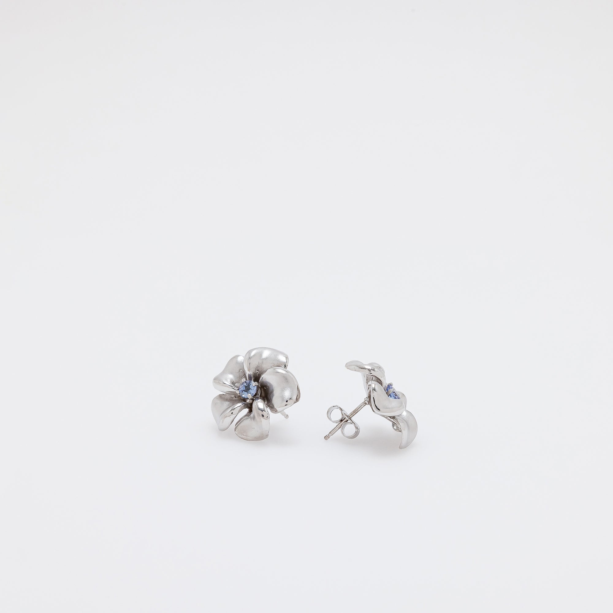 Tanzanite Plumeria Earrings
