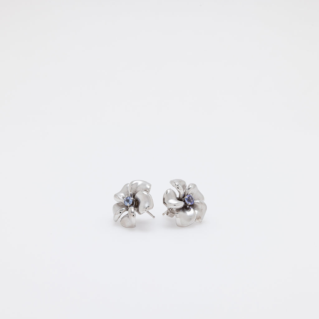 Tanzanite Plumeria Earrings