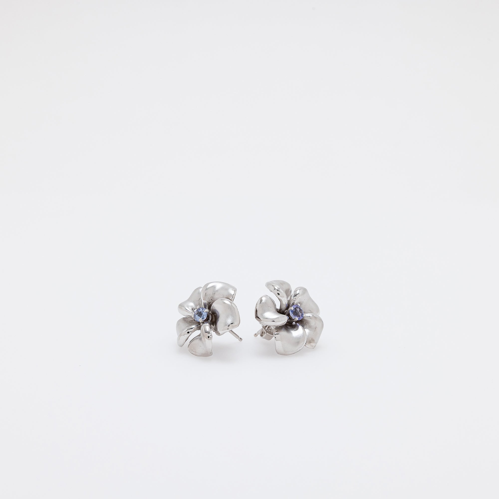 Tanzanite Plumeria Earrings