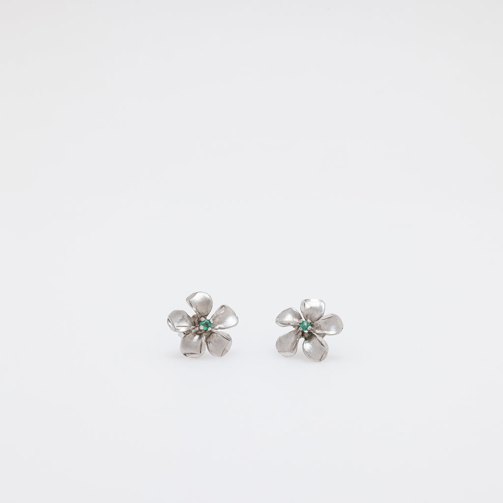 Emerald Plumeria Studs