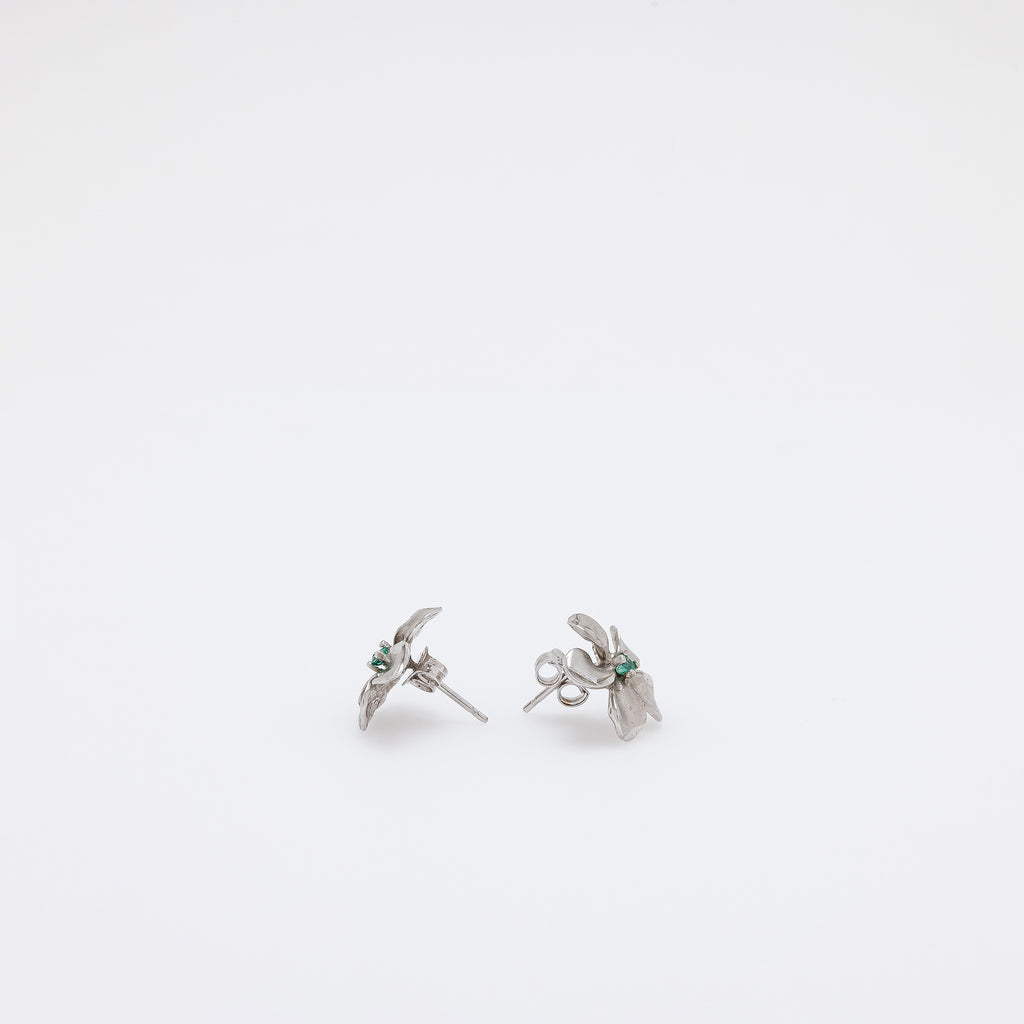 Emerald Plumeria Studs
