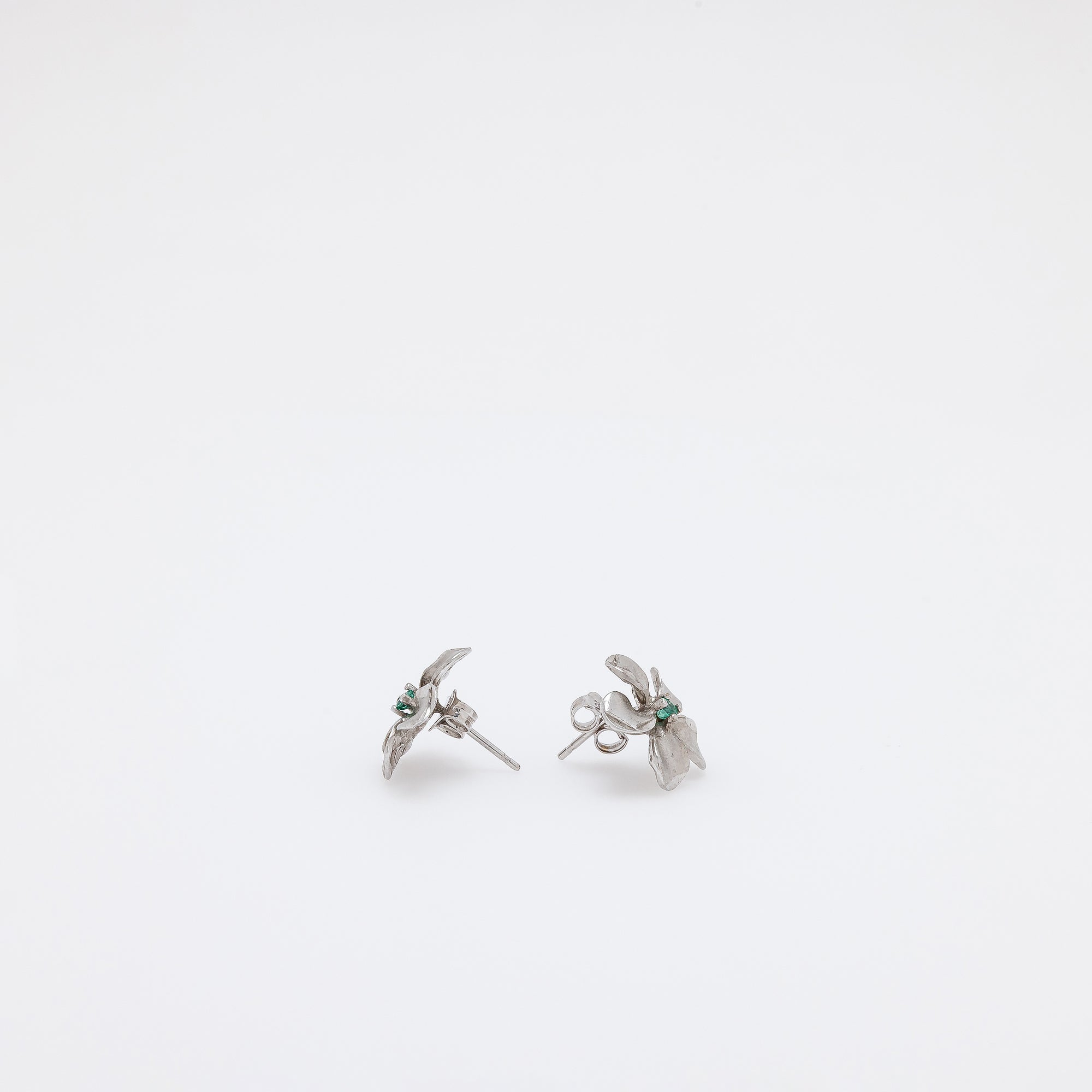 Emerald Plumeria Studs