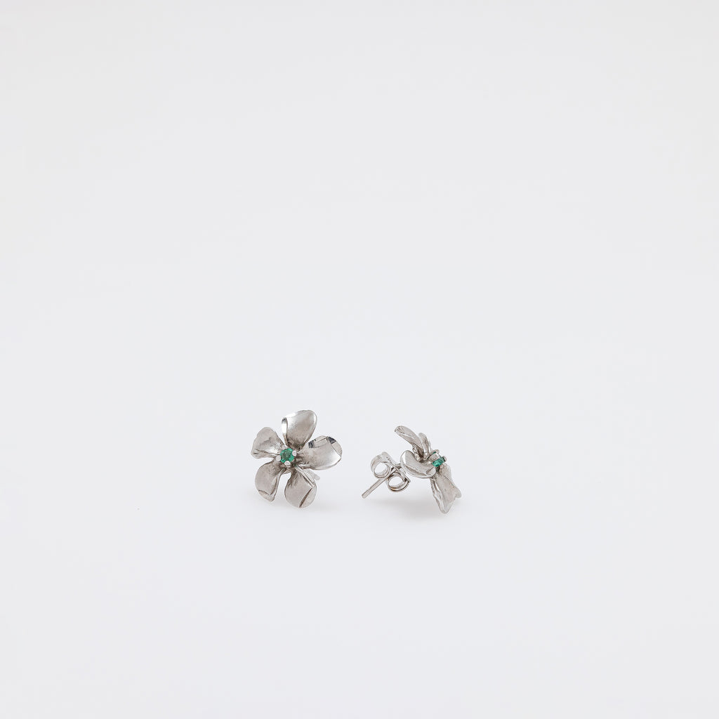 Emerald Plumeria Studs