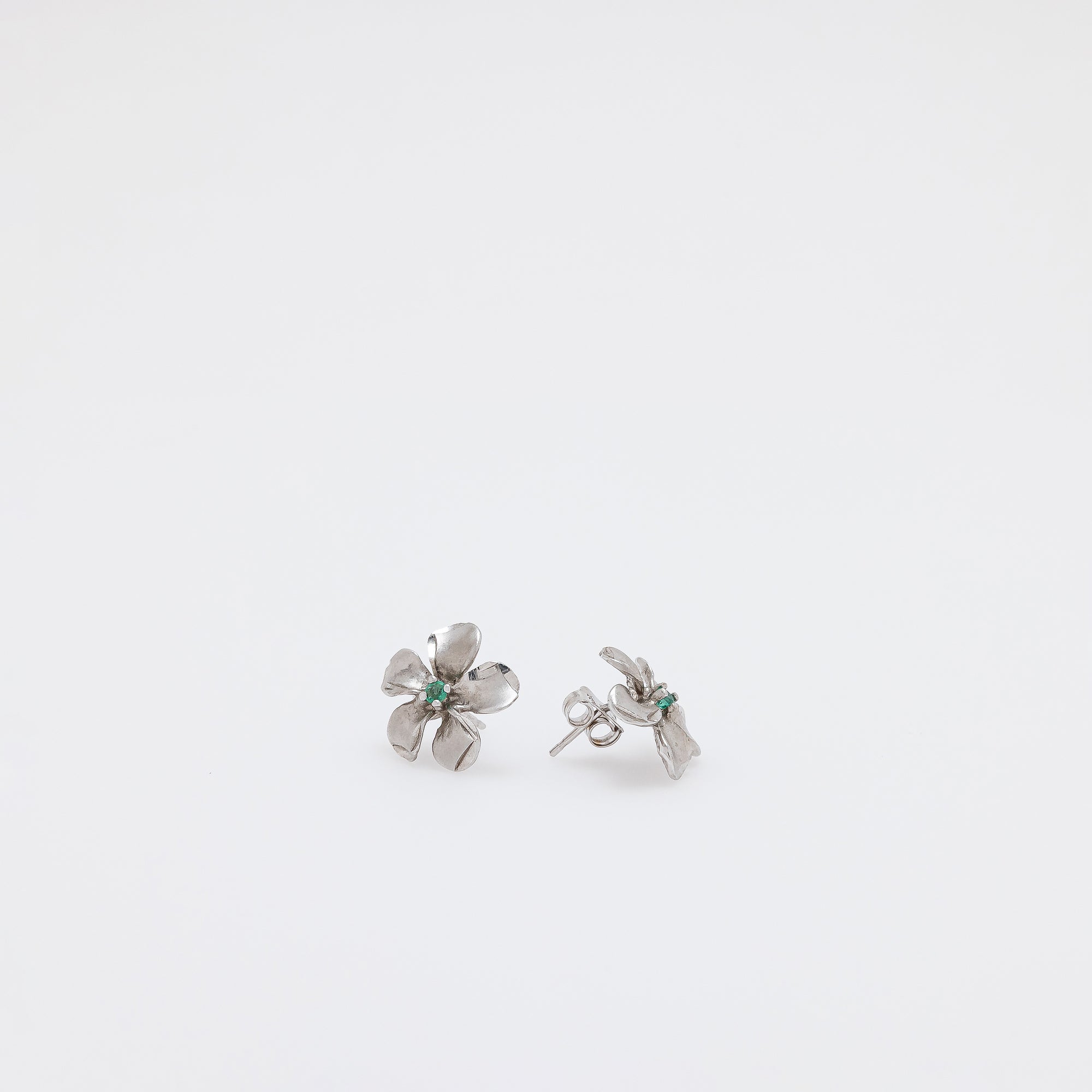 Emerald Plumeria Studs
