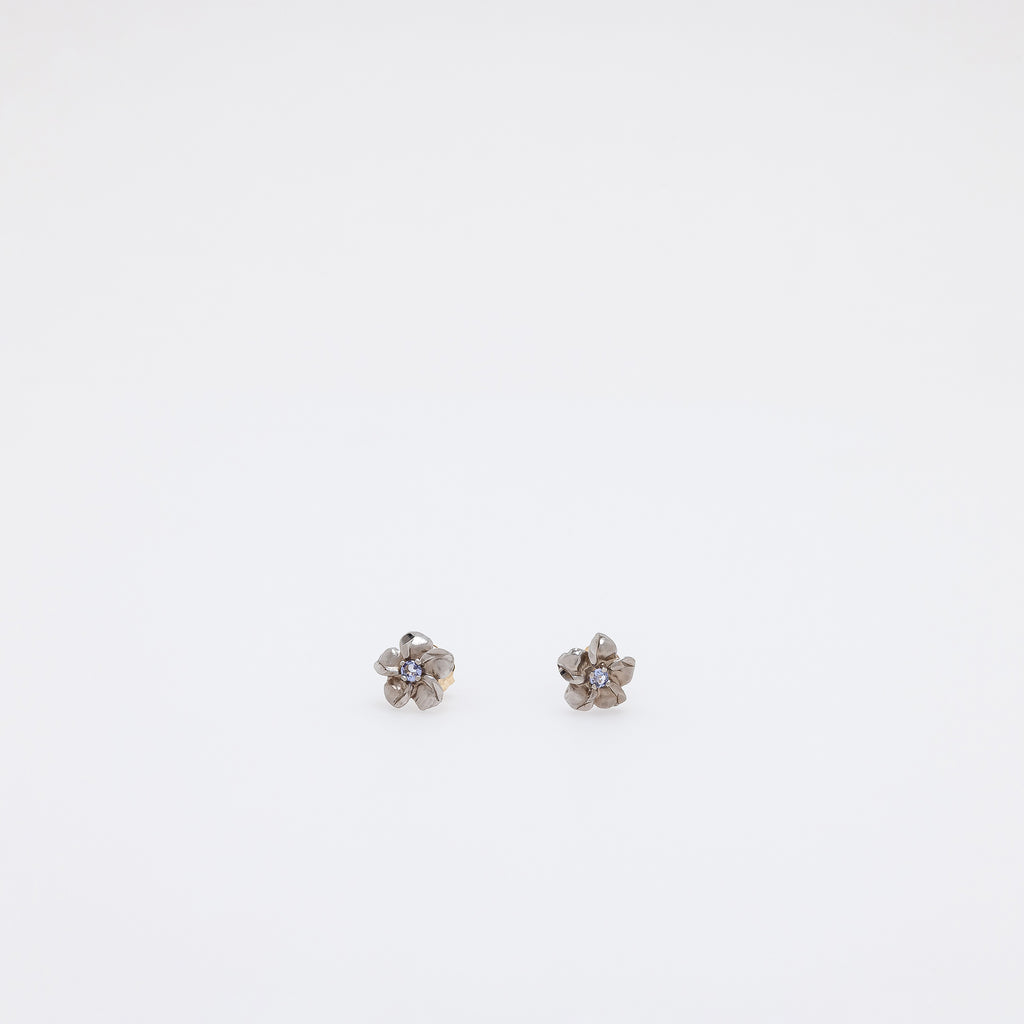 Baby Tanzanite Plumeria Studs in White Gold