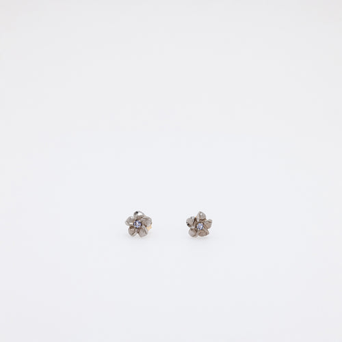 Baby Tanzanite Plumeria Studs in White Gold