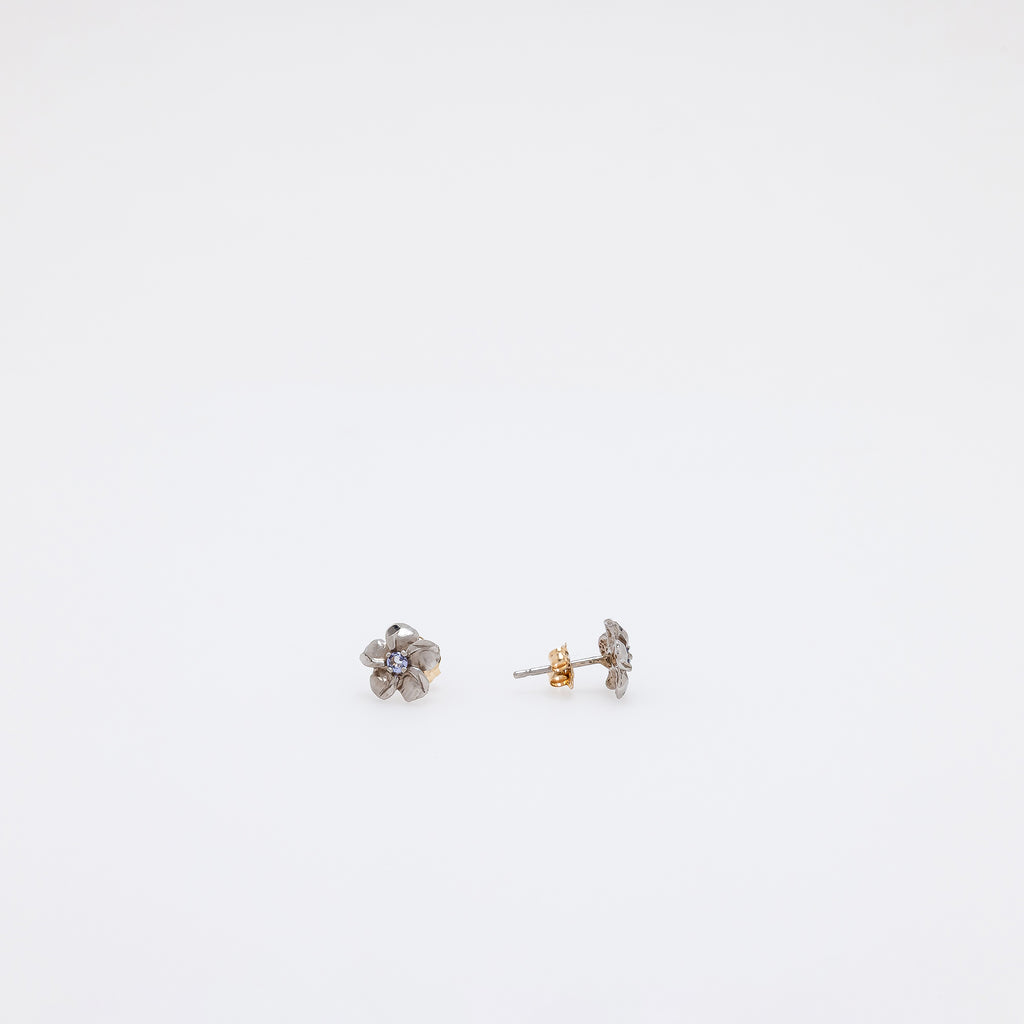 Baby Tanzanite Plumeria Studs in White Gold