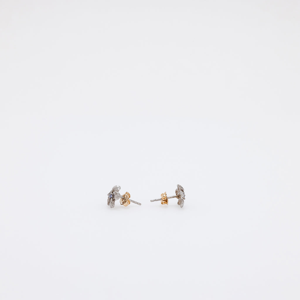 Baby Tanzanite Plumeria Studs in White Gold