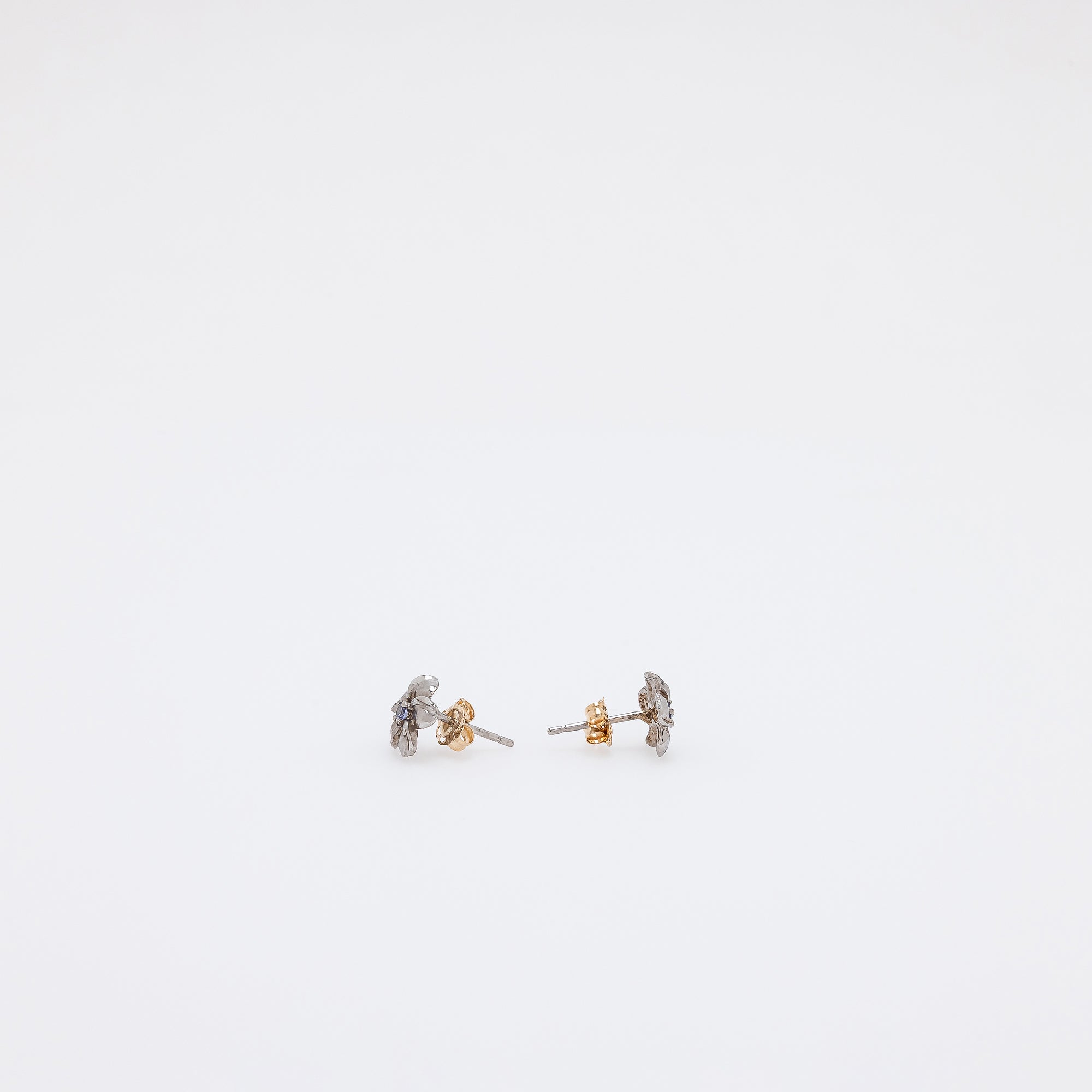 Baby Tanzanite Plumeria Studs in White Gold