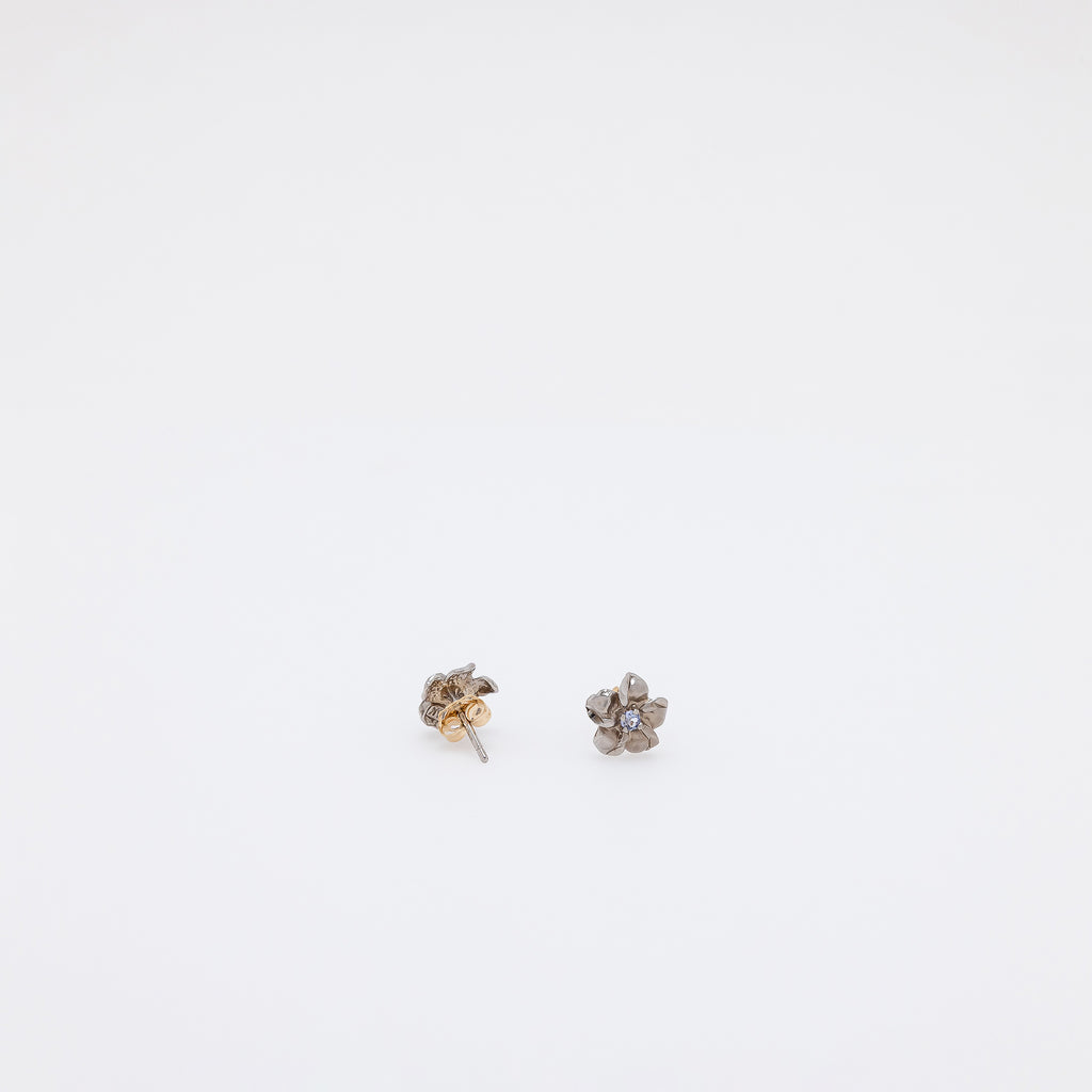 Baby Tanzanite Plumeria Studs in White Gold