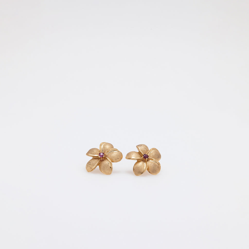 Amethyst Plumeria Studs - Larger Size