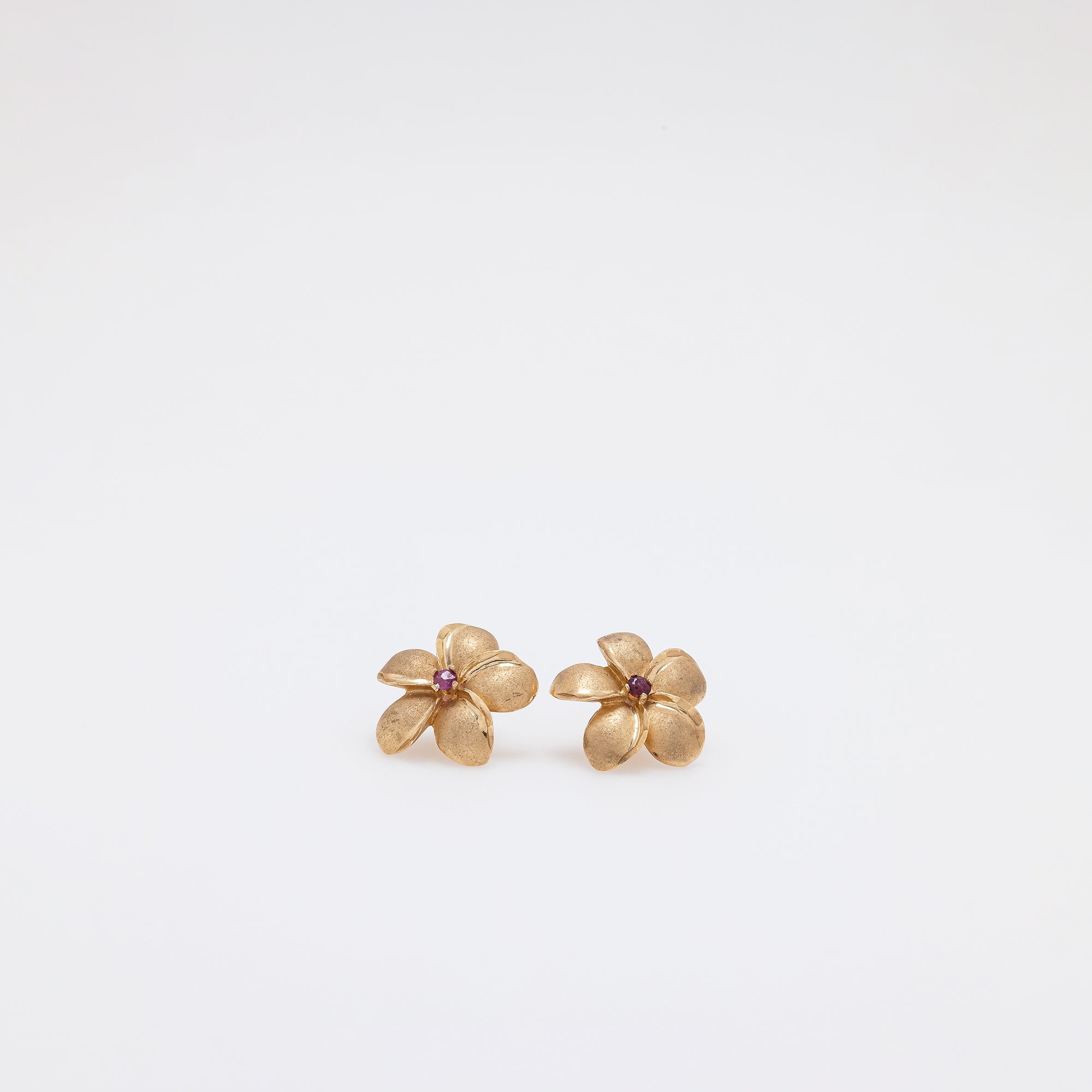 Amethyst Plumeria Studs - Larger Size
