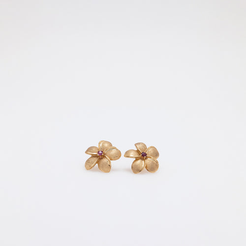 Amethyst Plumeria Studs - Larger Size