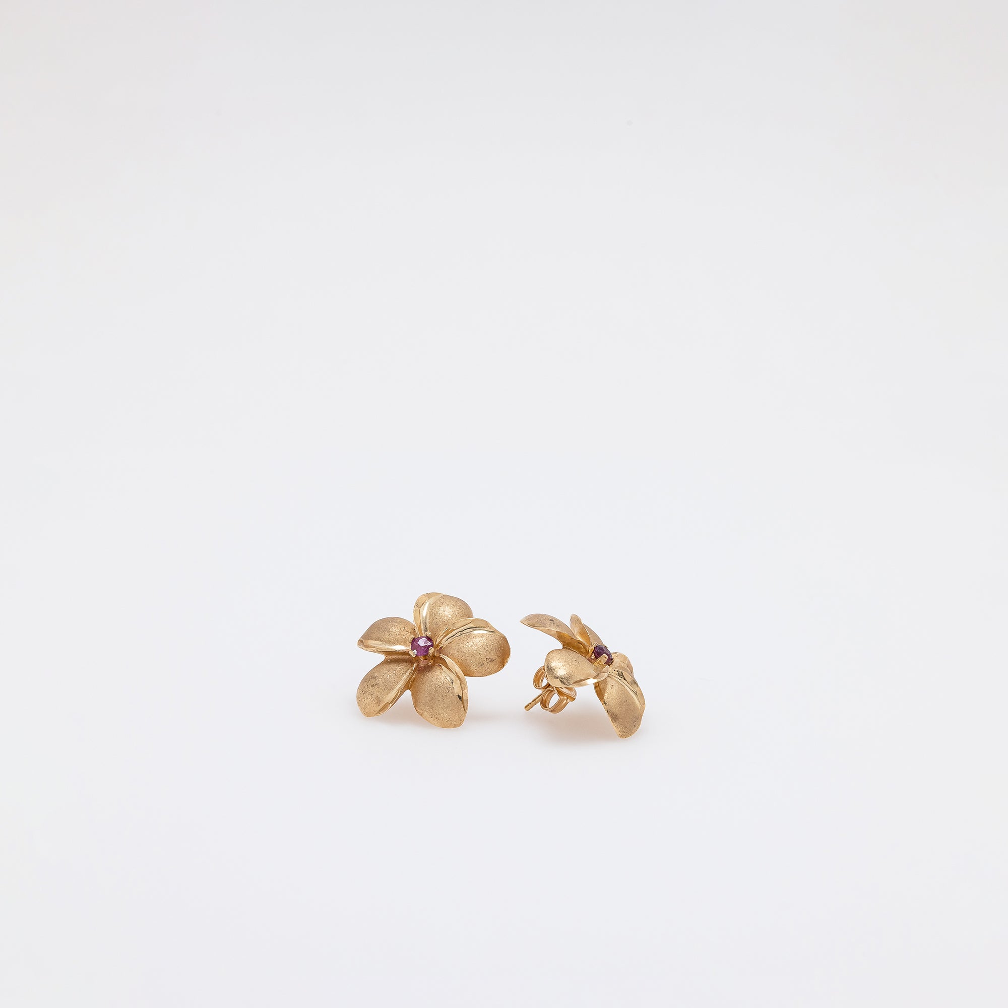 Amethyst Plumeria Studs - Larger Size