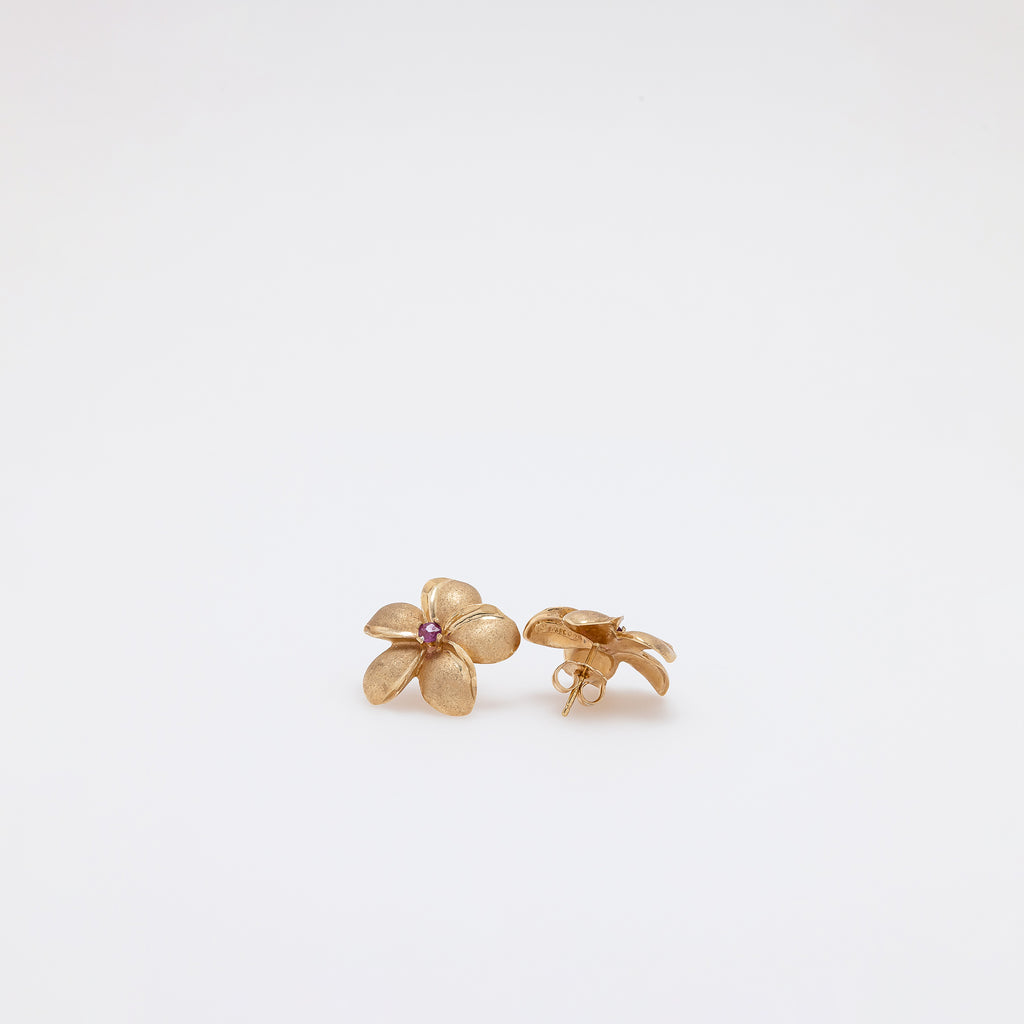 Amethyst Plumeria Studs - Larger Size