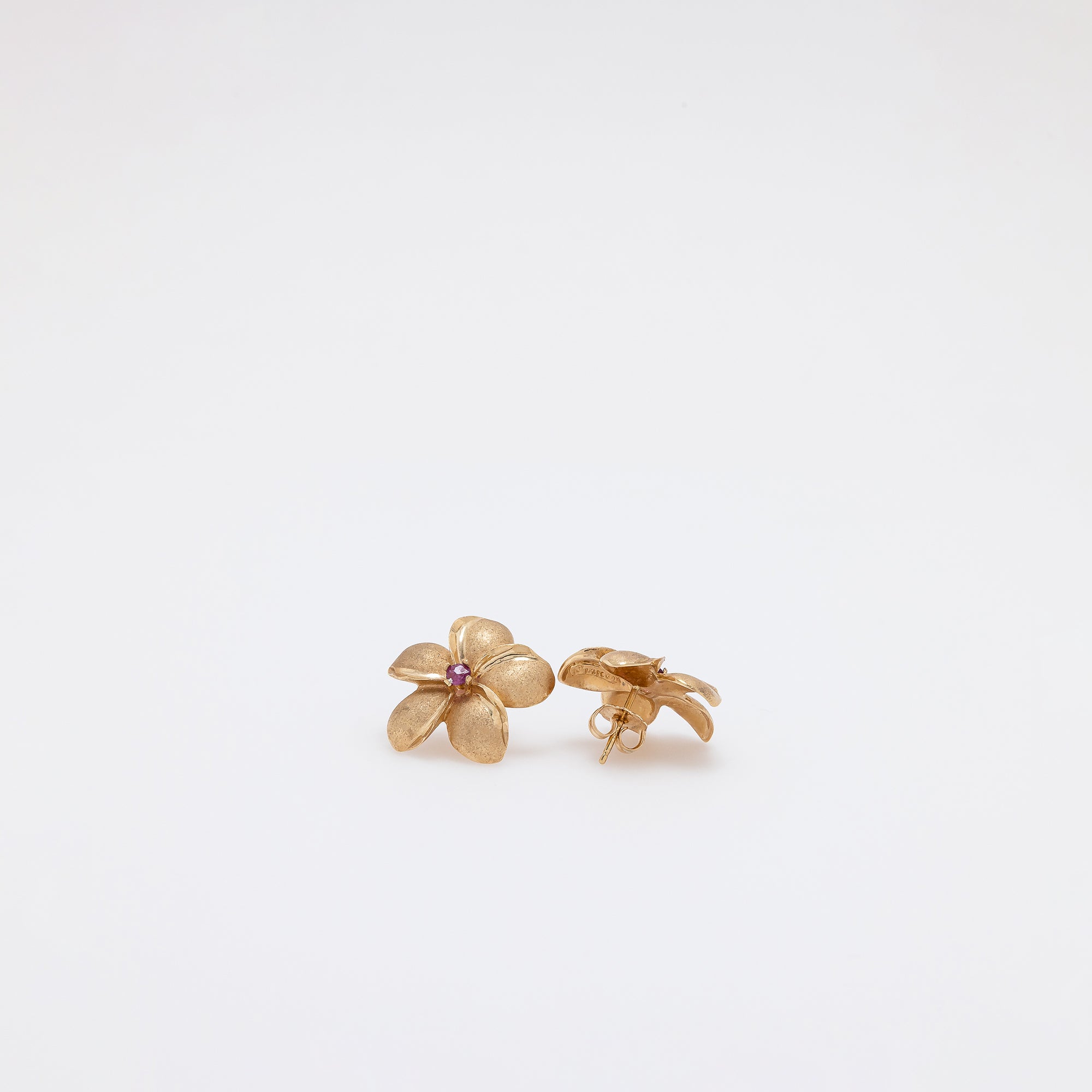 Amethyst Plumeria Studs - Larger Size