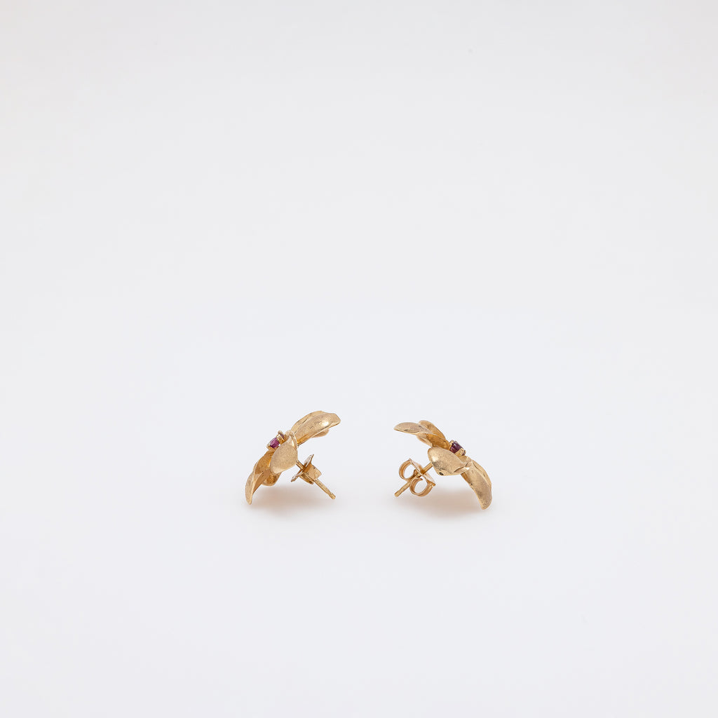Amethyst Plumeria Studs - Larger Size