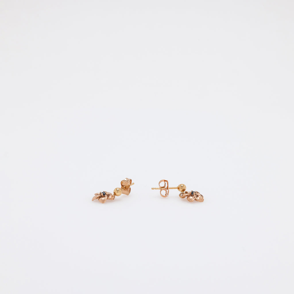 Baby Sapphire Plumeria Dangling Studs in Rose Gold