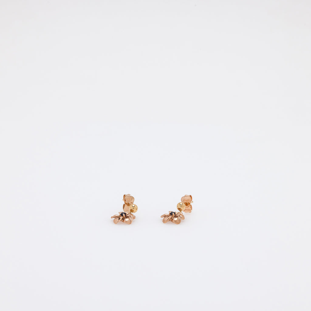 Baby Sapphire Plumeria Dangling Studs in Rose Gold