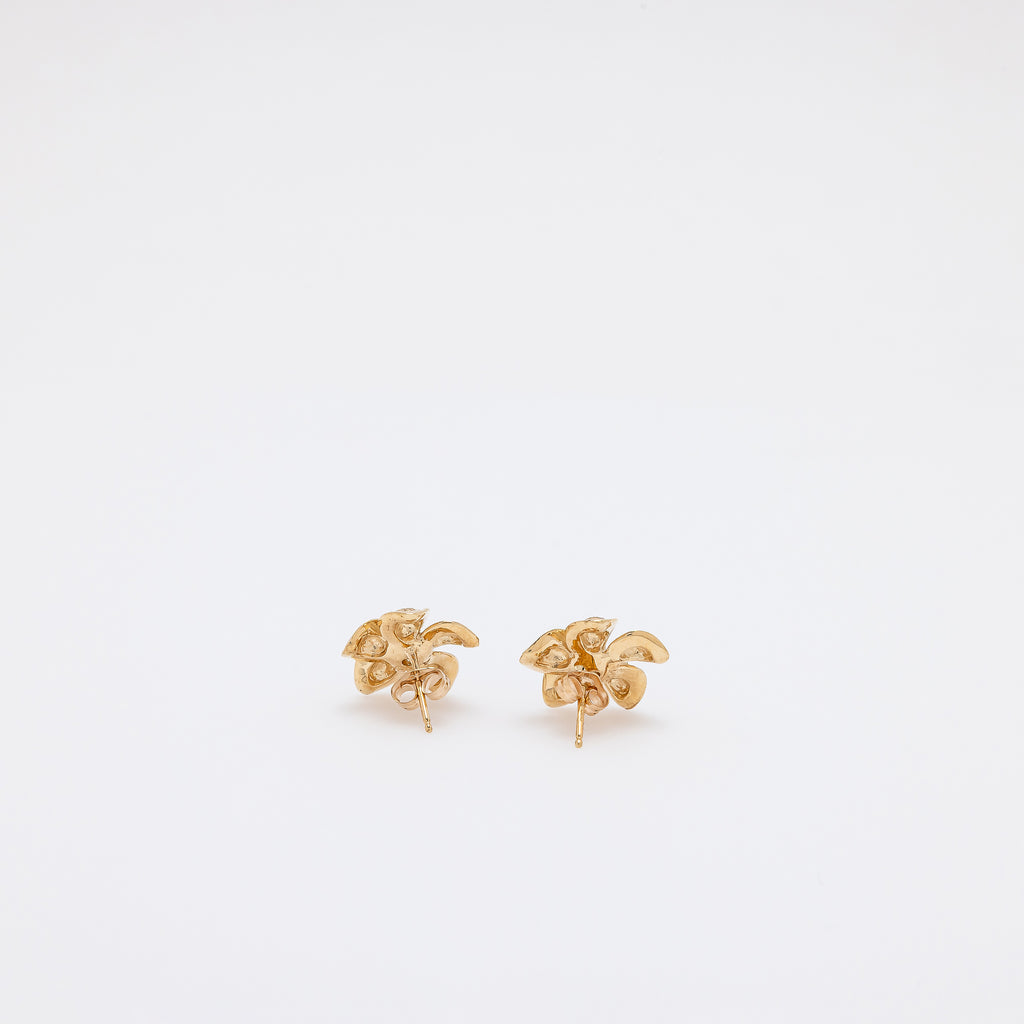 Sapphire Plumeria Textured Studs in Yellow Gold - Small Size