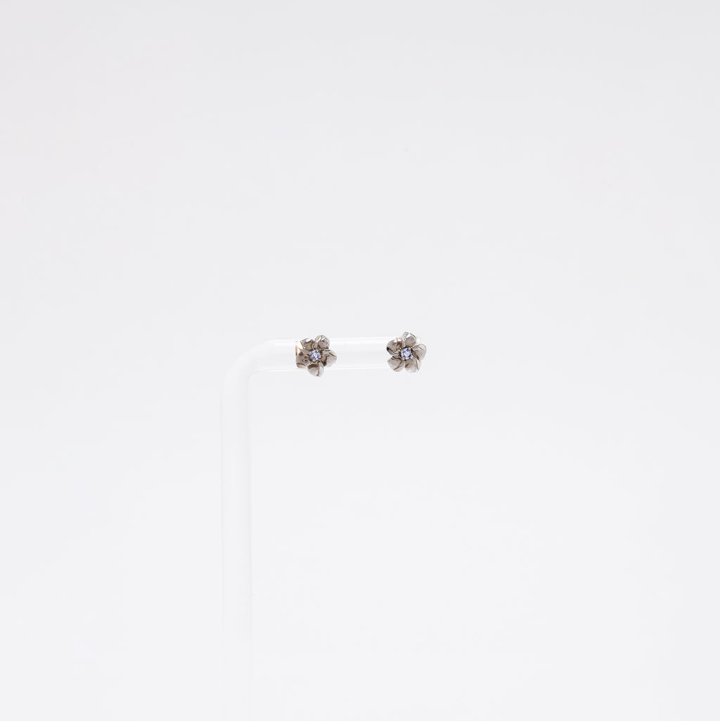 Baby Tanzanite Plumeria Studs in White Gold