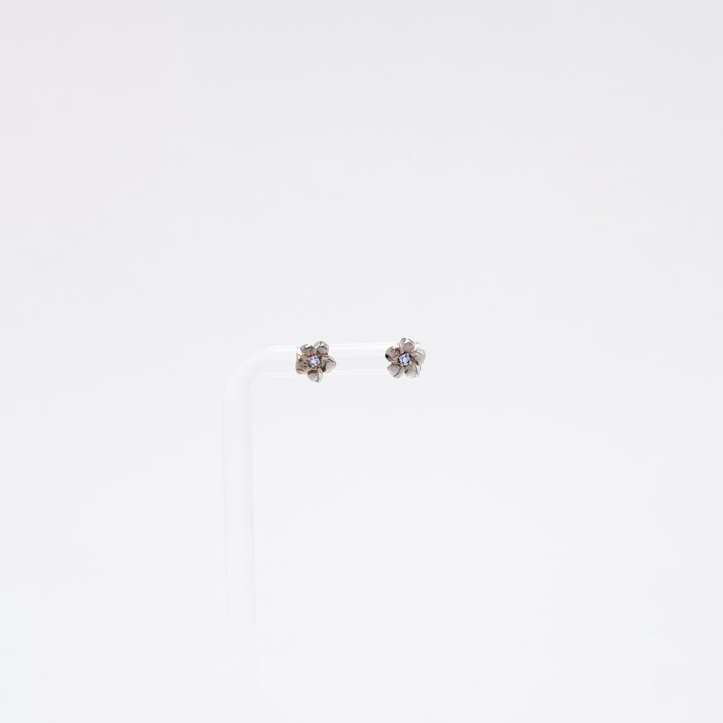 Baby Tanzanite Plumeria Studs in White Gold