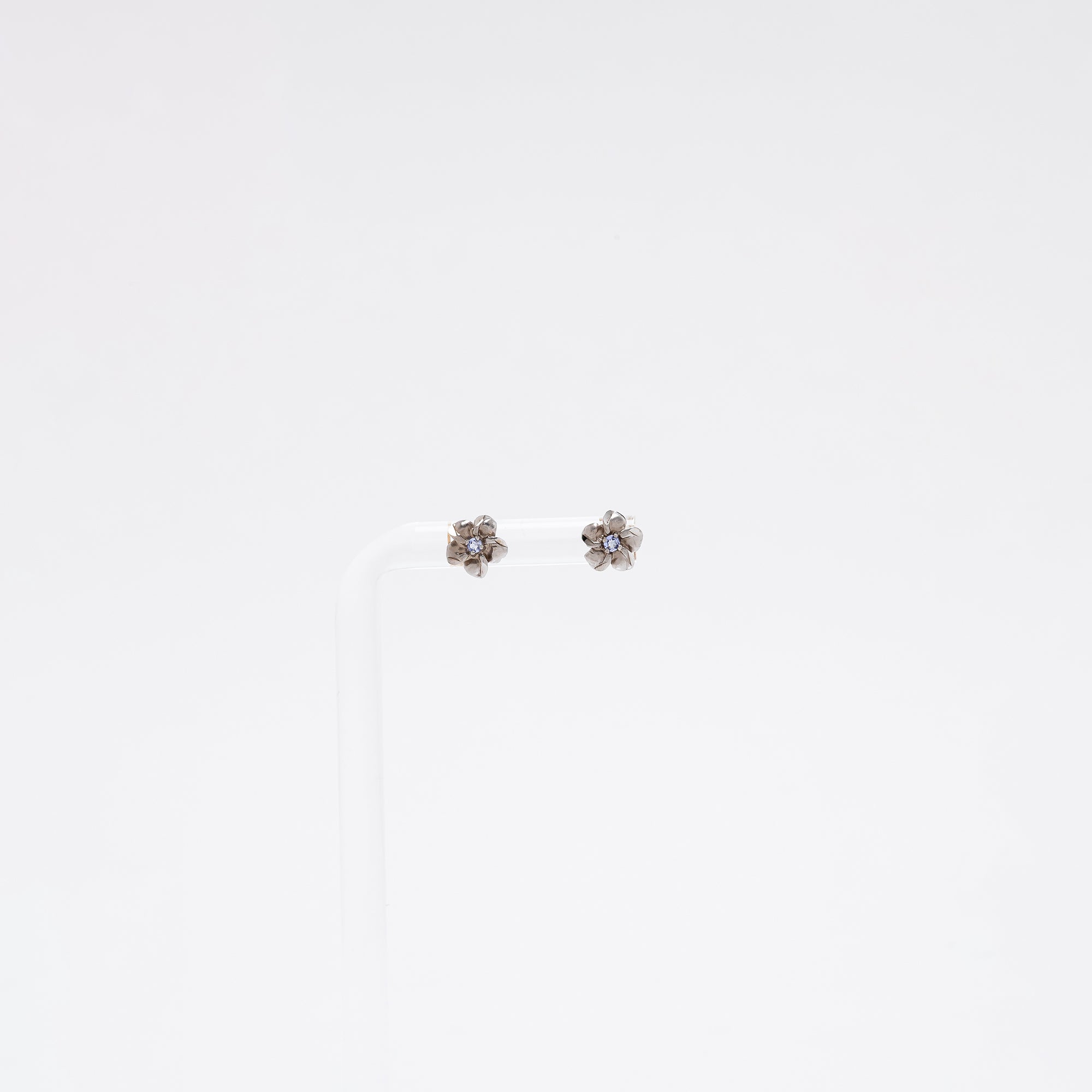 Baby Tanzanite Plumeria Studs in White Gold