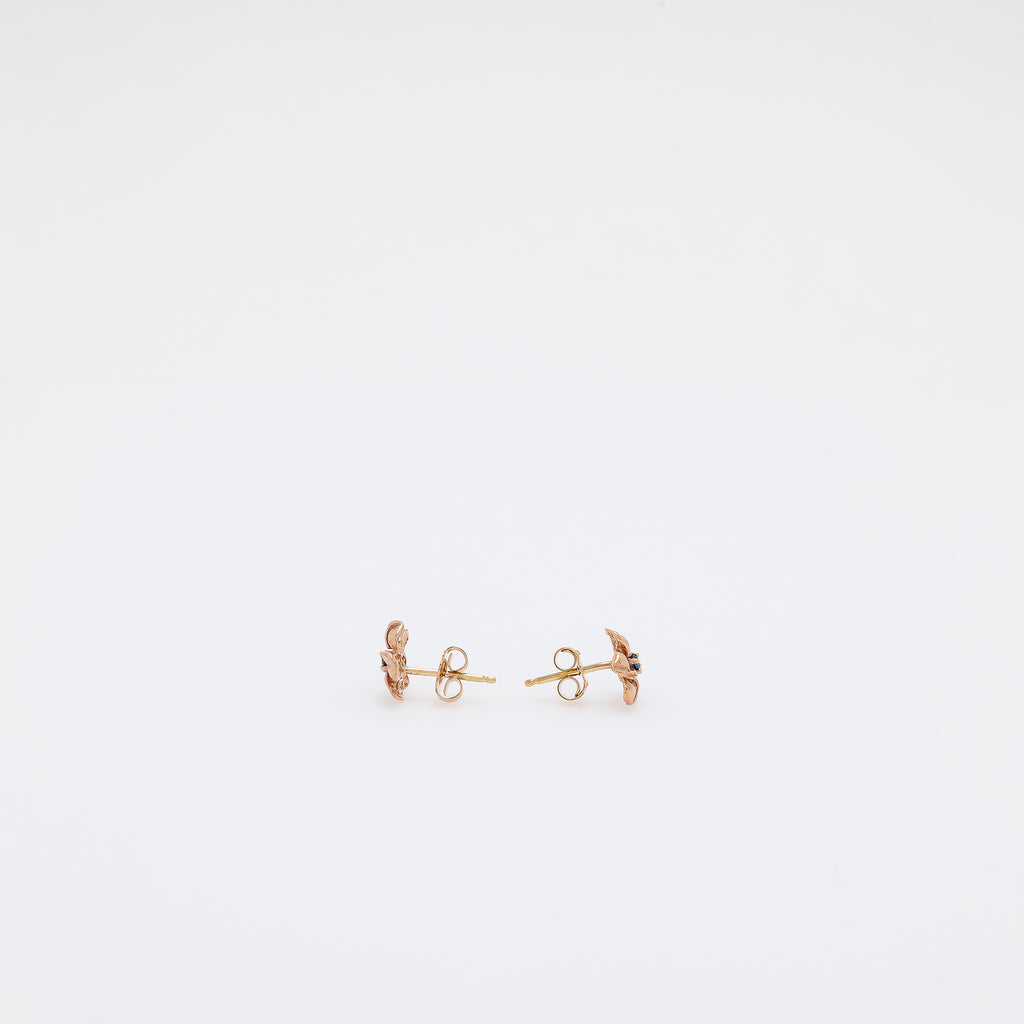 Baby Sapphire Plumeria Studs in Rose Gold