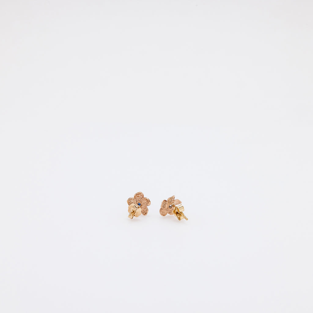 Baby Sapphire Plumeria Studs in Rose Gold