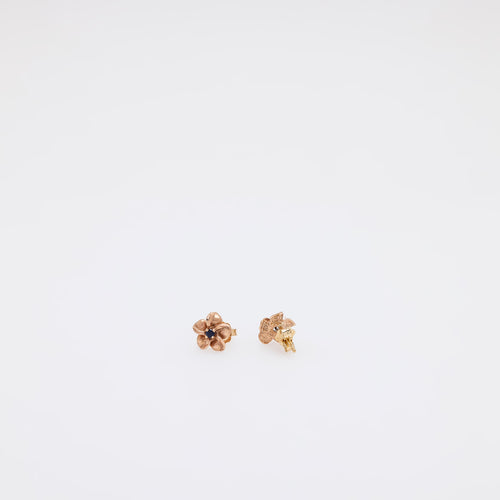Baby Sapphire Plumeria Studs in Rose Gold