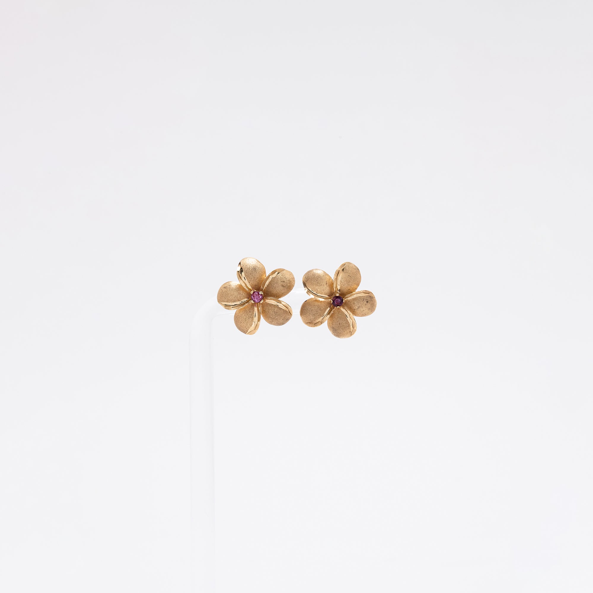 Amethyst Plumeria Studs - Larger Size