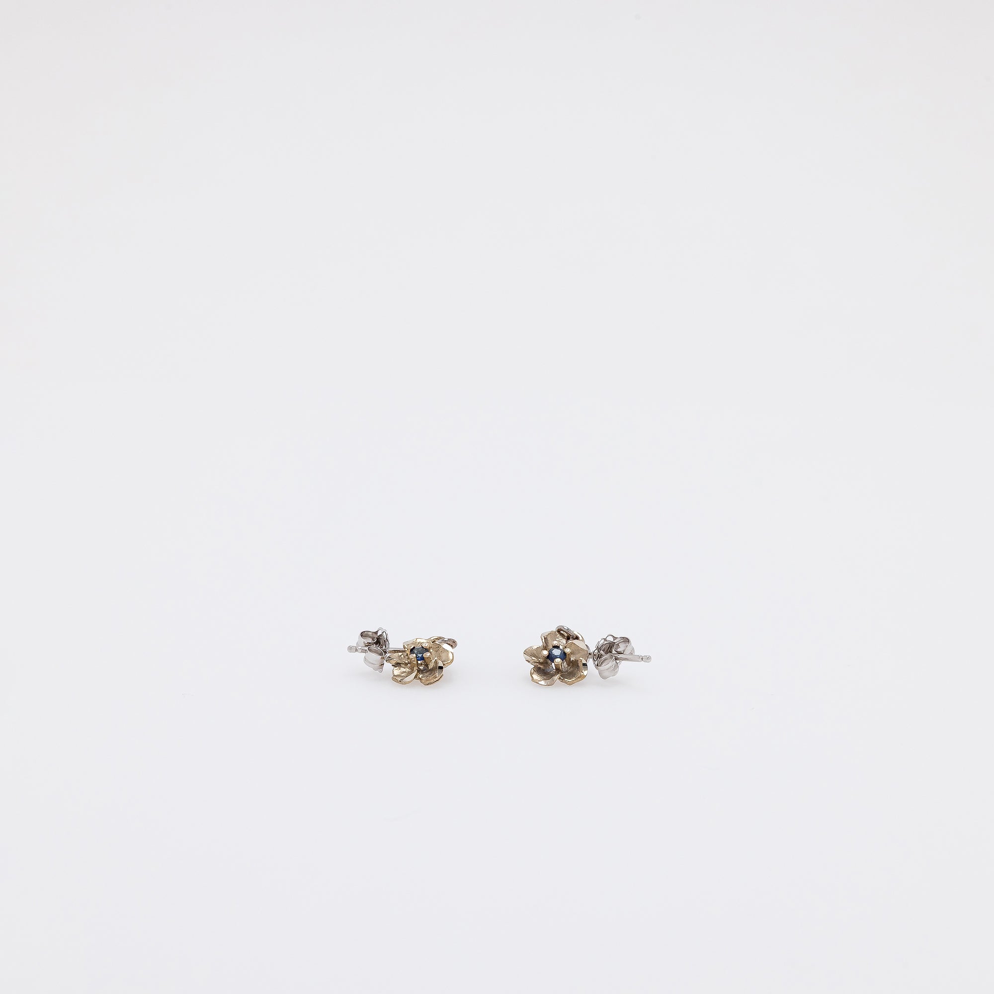 Baby Sapphire Plumeria Dangling Studs in White Gold