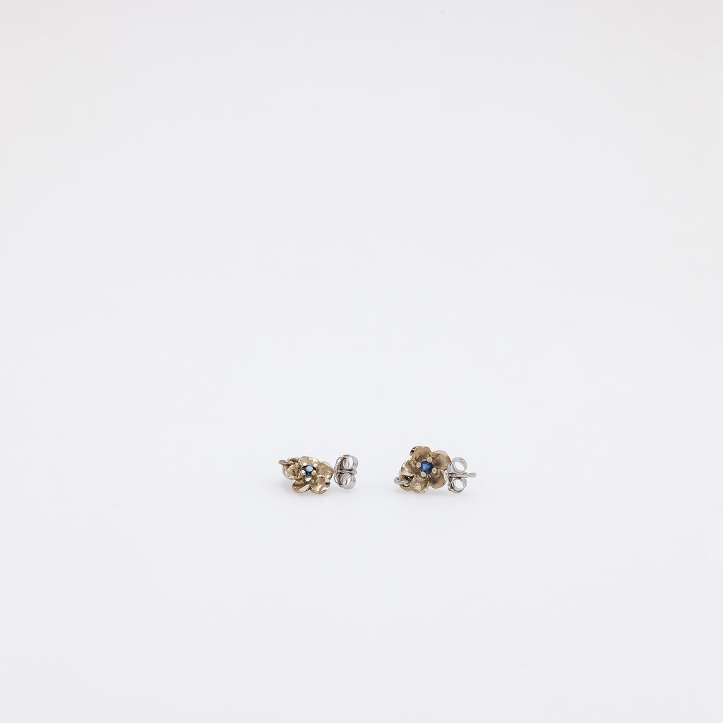 Baby Sapphire Plumeria Dangling Studs in White Gold