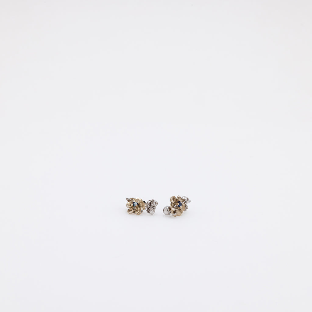 Baby Sapphire Plumeria Dangling Studs in White Gold