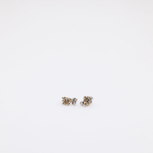 Baby Sapphire Plumeria Dangling Studs in White Gold
