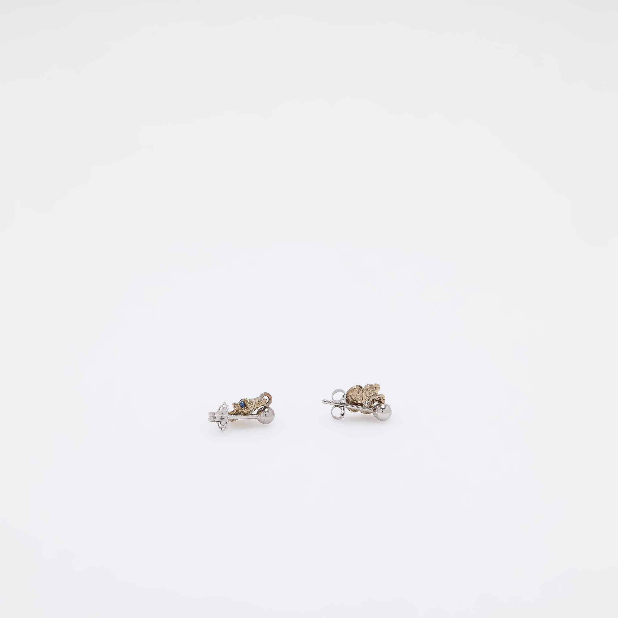 Baby Sapphire Plumeria Dangling Studs in White Gold
