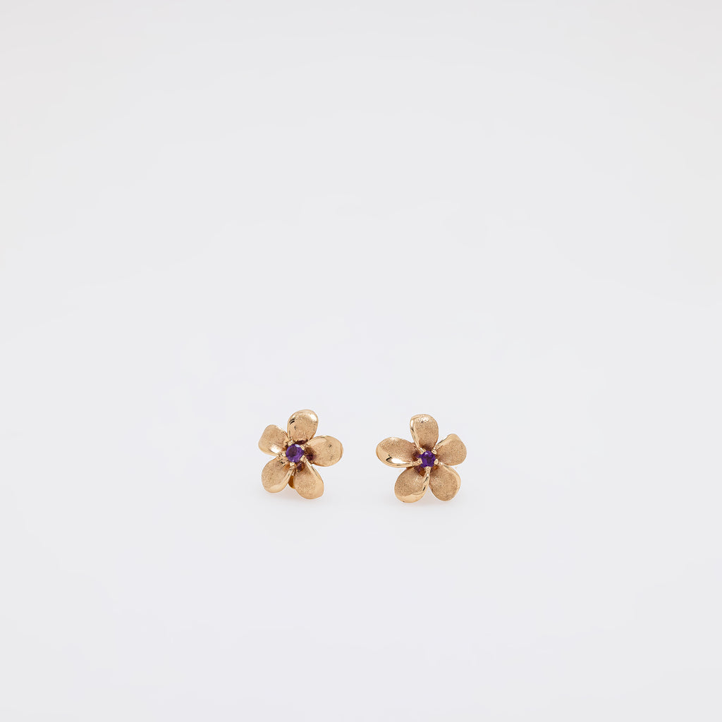 Amethyst Plumeria Studs - Small Size