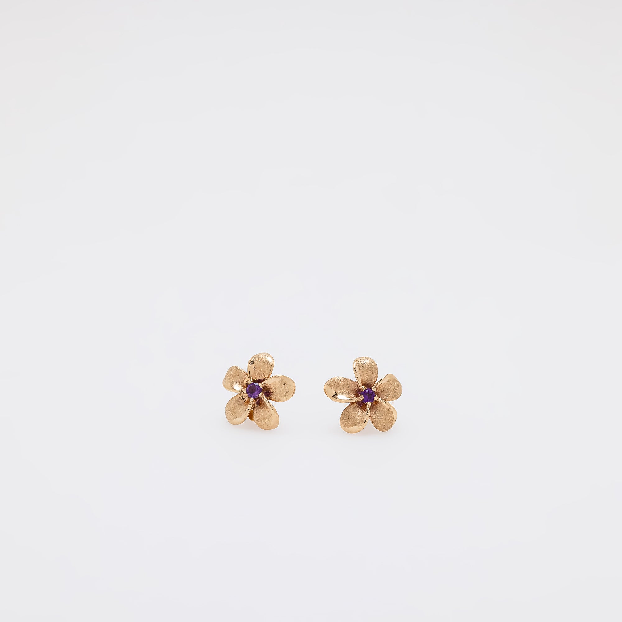 Amethyst Plumeria Studs - Small Size