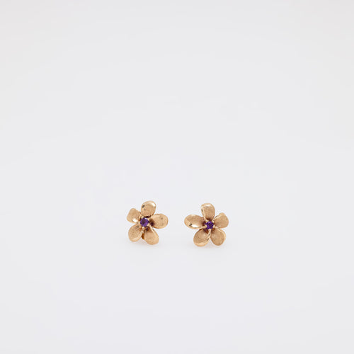 Amethyst Plumeria Studs - Small Size